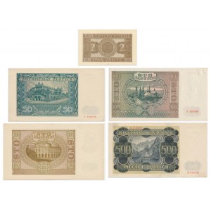 Zestaw, 2-500 złotych 1940-41 (5 szt.)