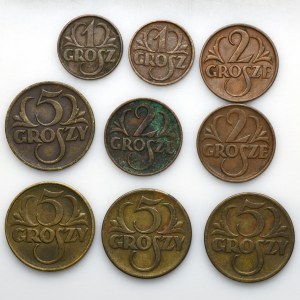 Set, Pennies (9 pcs.) - early vintages