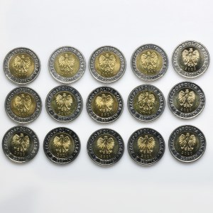 Set, 5 gold 2015-2021 (15 pieces).