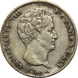 Dania, Chrystian VIII, 1 Rigsbankdaler Kopenhaga 1847 FK VS