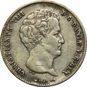 Dania, Chrystian VIII, 1 Rigsbankdaler Kopenhaga 1847 FK VS