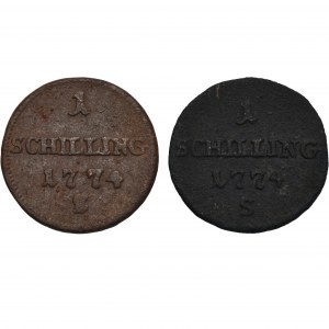 Set, Duchy of Oswiecim and Zator, Schilling Smolnik 1774 S (2 pcs.)