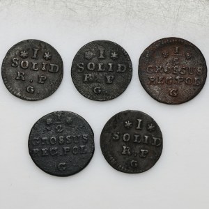 Satz, Poniatowski, 1/2 Pfennig und Muschel (5 Stück).