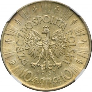 Pilsudski, 10 gold 1937 - NGC MS61