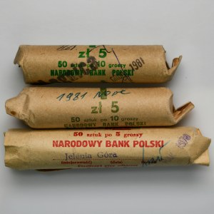 Set, 3 x Bank Rolls, 5 and 10 pennies (150 pieces).