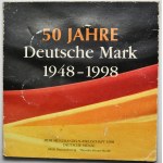 Zestaw, Niemcy, Zestaw rocznikowy 50 lat Marki Niemieckiej (8 szt.) i pamiątkowy medal