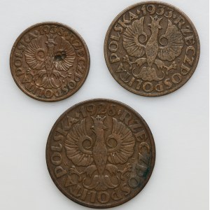Set, 1, 2 and 5 pennies (3 pieces).