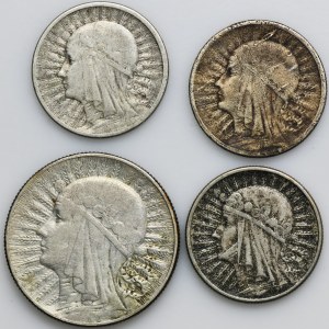 Set, Head of a woman, 2 and 5 gold Warsaw 1933-1934 (4 pieces).