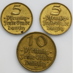 Set, Free City of Danzig, 5 and 10 pfennige 1932 (3 pcs.)