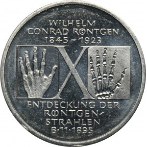 Deutschland, 10 Mark München 1995 D - 150. Jahrestag der Geburt von Wilhelm Conrad Röntgen