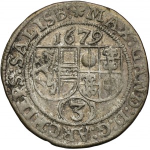 Österreich, Erzbistum Salzburg, Maximilian Gandolph von Kuenburg, 3 Krajcars 1679