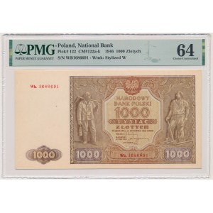 1.000 Zloty 1946 - Wb. - PMG 64 - SELTEN