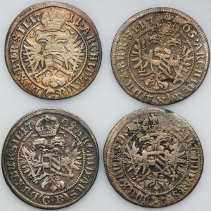 Set, Silesia, Habsburg rule, Joseph I, 3 Krajcary Brieg and Oppeln (4 pcs.)