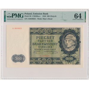 500 złotych 1940 - A - PMG 64