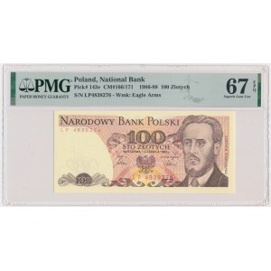 100 złotych 1986 - LP - PMG 67 EPQ - pierwsza seria rocznika