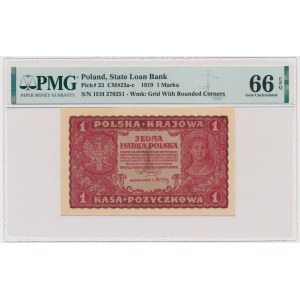 1 mark 1919 - 1st Series EH - PMG 66 EPQ