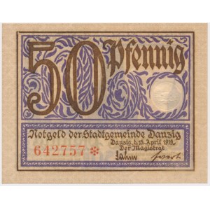 Danzig, 50 Pfennig 1919 - purple -