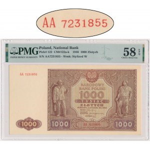 1.000 złotych 1946 - AA - PMG 58 EPQ