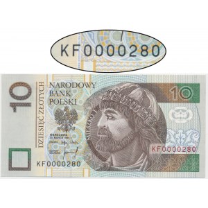 10 złotych 1994 - KF 0000280 - niski numer -