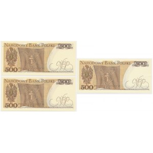 Zestaw, banknoty PRL 500 złotych 1979 - BL (3 szt.)