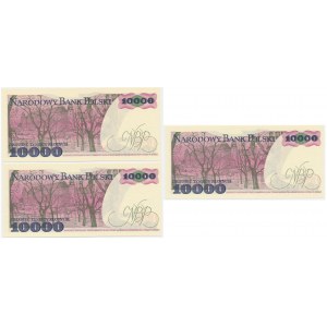 Zestaw, banknoty PRL 10.000 złotych 1988 - W - pierwsza seria rocznika - (3 szt.)