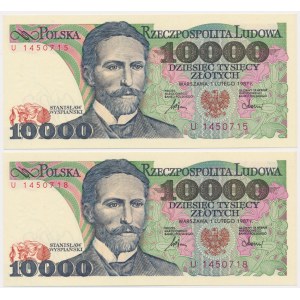 Zestaw, banknoty PRL 10.000 złotych 1988 - U - (2szt.)