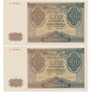 Zestaw, 100 złotych 1941 - A - (2 szt.)