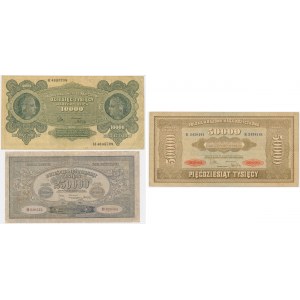 Set, 10,00-250,000 marks 1922-23 (3 pieces).