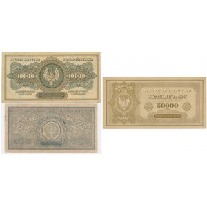 Set, 10,00-250,000 marks 1922-23 (3 pieces).