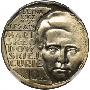 10 złotych 1967 Maria Skłodowska-Curie - NGC MS65