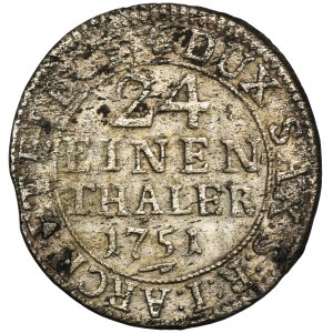 August III Sas, 1/24 Taler (Pfennig) Dresden 1751 FWôF