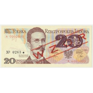 20 złotych 1982 - WZÓR - A 0000000 - No.0263