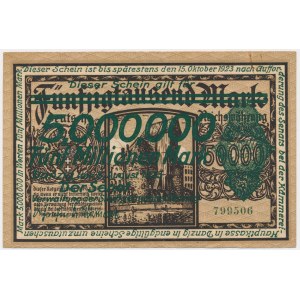 Gdańsk, 5 milionów marek 1923 - nadruk zielony -