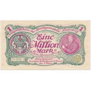 Danzig, 1 Million Mark 08. August 1923 - Nr. 5 Ziffer mit ❊ gedreht -.