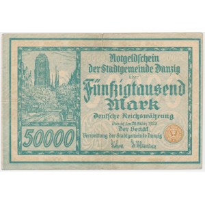 Danzig, 50.000 Mark 1923 - no. 5 digit series with ❊ -