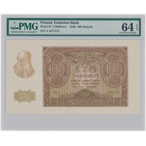 100 złotych 1940 - A - PMG 64 EPQ