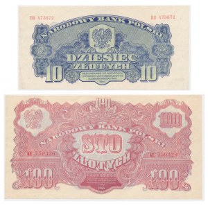 Zestaw, 10-100 złotych 1944...owym (2 szt.)