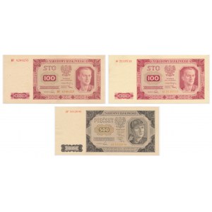 Zestaw, 100-500 złotych 1948 (3 szt.)