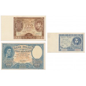 Zestaw, 5-100 złotych 1919-32 (3 szt.) - ciekawy zestaw