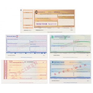 Set, Bank check designs from the 1990s (5 pieces).