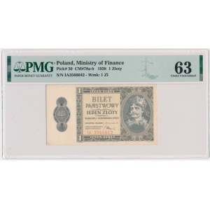 1 złoty 1938 - IA - PMG 63 - rzadka seria