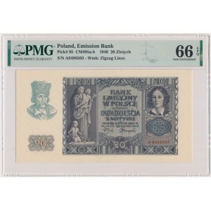 20 gold 1940 - A - PMG 66 EPQ - first series