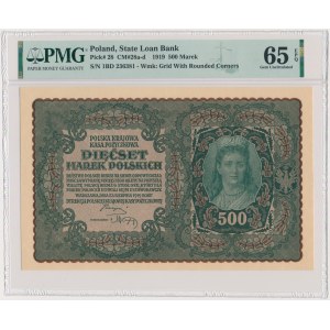 500 marek 1919 - I Serja BD - PMG 65 EPQ