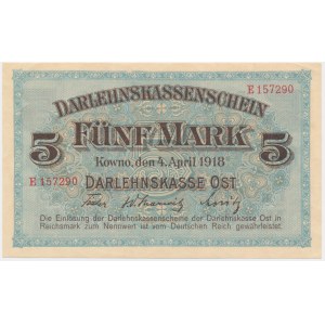 Kowno, 5 Mark 1918 - E - rare prefix