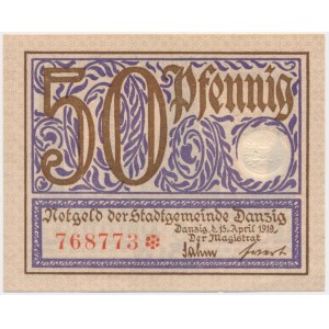 Danzig, 50 fenig 1919 - violett -