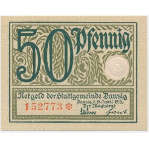 Danzig, 50 Pfennige 1919 - green -