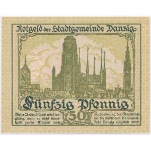 Danzig, 50 Pfennige 1919 - green -