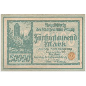 Danzig, 50.000 Mark 1923 - no. 5 digit series with ❊ -