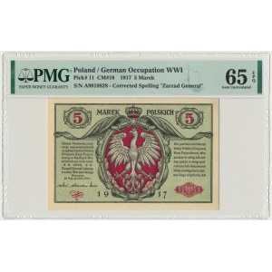 5 marek 1916 - Generał - A - biletów - PMG 65 EPQ - PIĘKNE