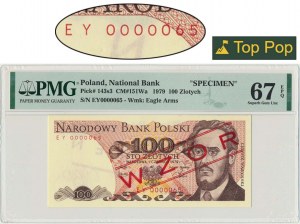 100 złotych 1979 - WZÓR JAROSZEWICZA - EY 0000065 - PMG 67 EPQ - RZADKOŚĆ